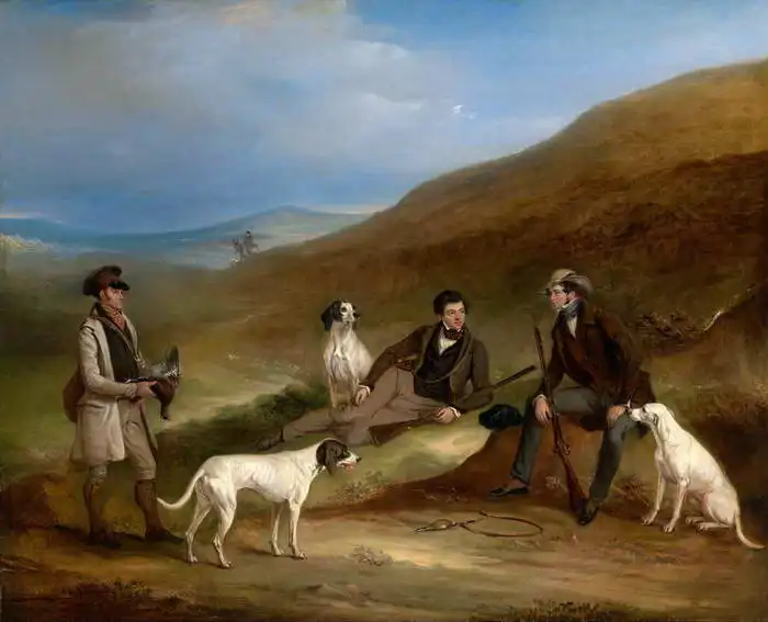 Ferneley, John: Edward Horner Reynard a bratr George Grouse na lovu v Yorkshiru