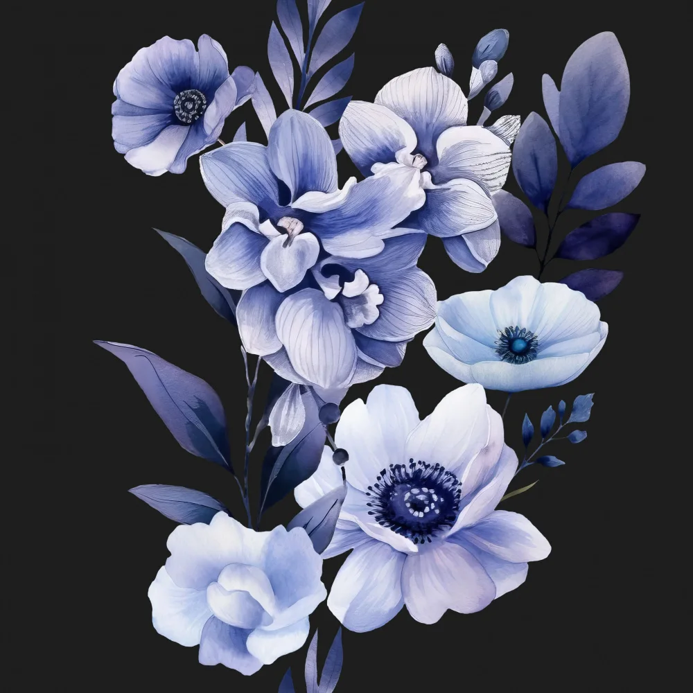 Paksoylu, Bilge: Denim Floral Transparent 4.png