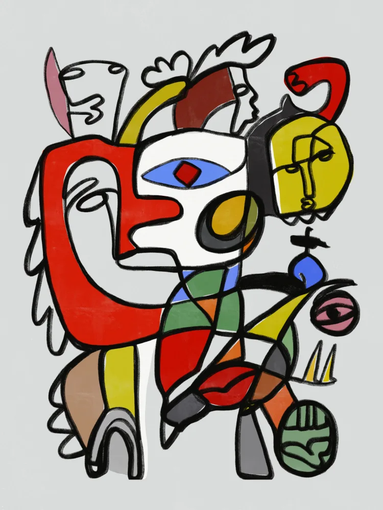 Dean, Little: Dessin au trait de nombreux visages