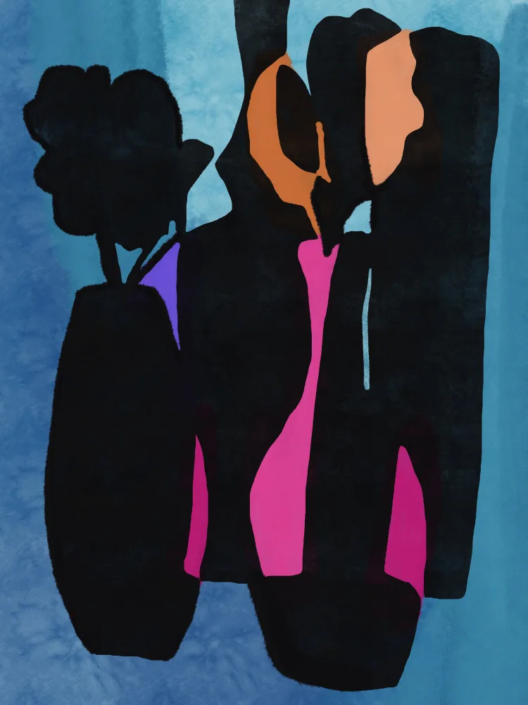 Dean, Little: Silhouette de vases nature morte en rose vif