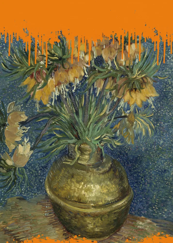 Concept, Art The: Collage di girasoli e lo splash di Van Gogh
