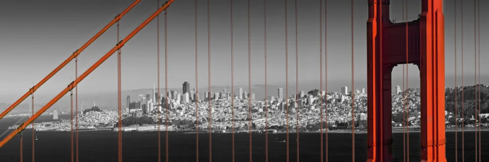 Viola, Melanie: Golden Gate Bridge – Panoramablick auf die Innenstadt