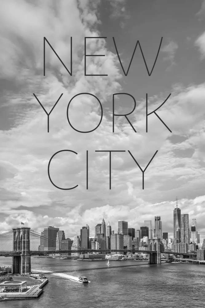 Viola, Melanie: NYC Brooklyn Bridge und Lower Manhattan | Text & Skyline