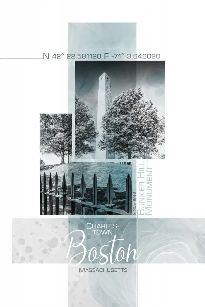 Viola, Melanie: Poster artistico BOSTON Bunker Hill Monument | marmo turchese