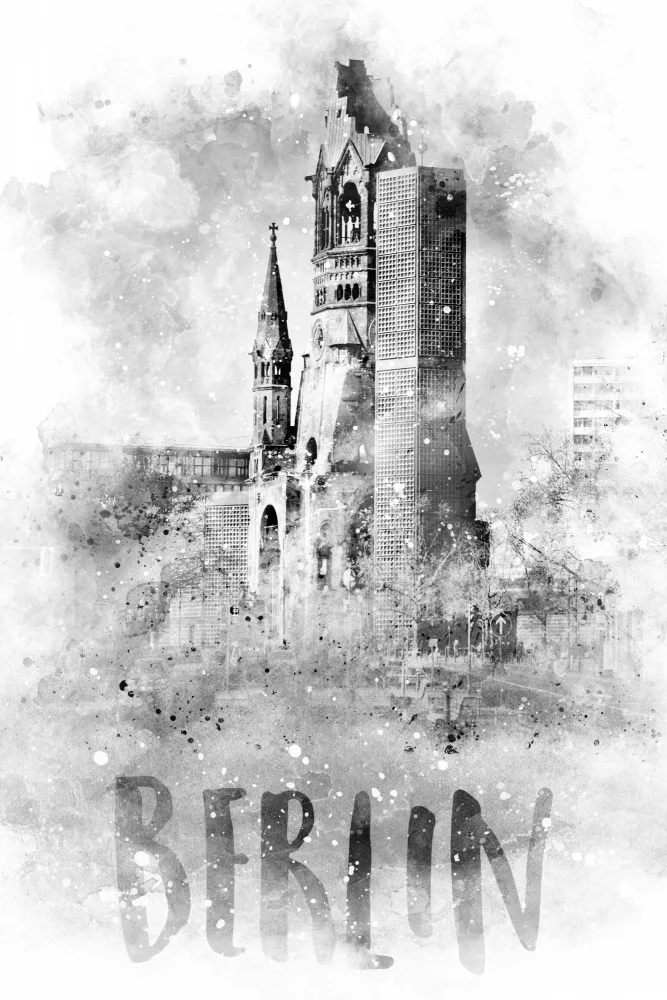 Viola, Melanie: Arte monocromatica BERLINO Chiesa commemorativa dell'Imperatore Guglielmo | acquerello