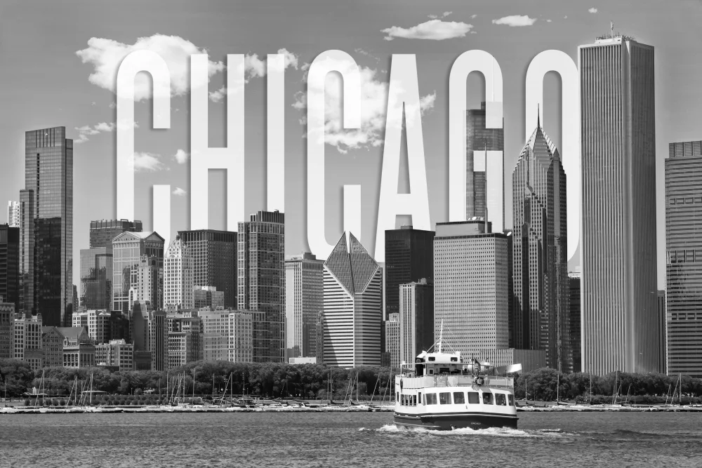 Viola, Melanie: CHICAGO Skyline Monochrom