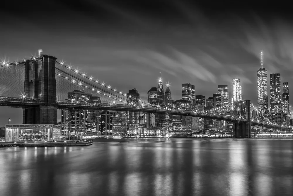 Viola, Melanie: BROOKLYN BRIDGE Nächtliche Impressionen – Monochrom