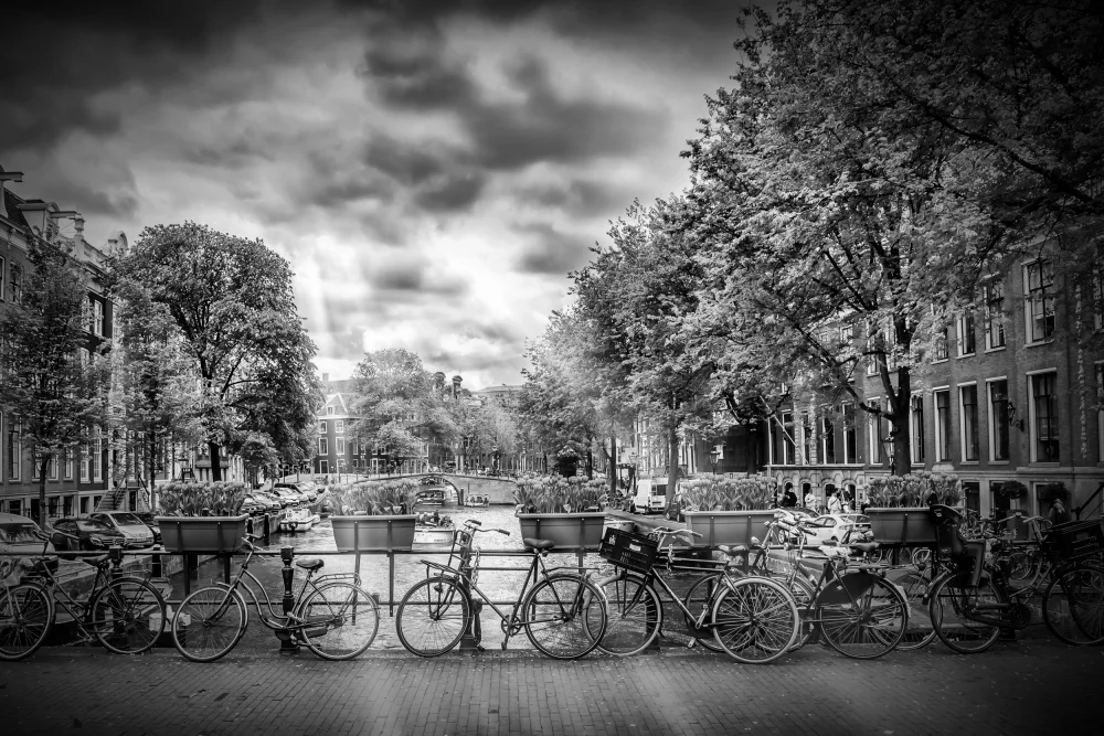 Viola, Melanie: AMSTERDAM Typisches Stadtbild in Monochrom