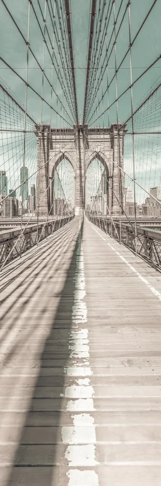 Viola, Melanie: NYC Brooklyn Bridge-Panorama | Urbaner Vintage-Stil