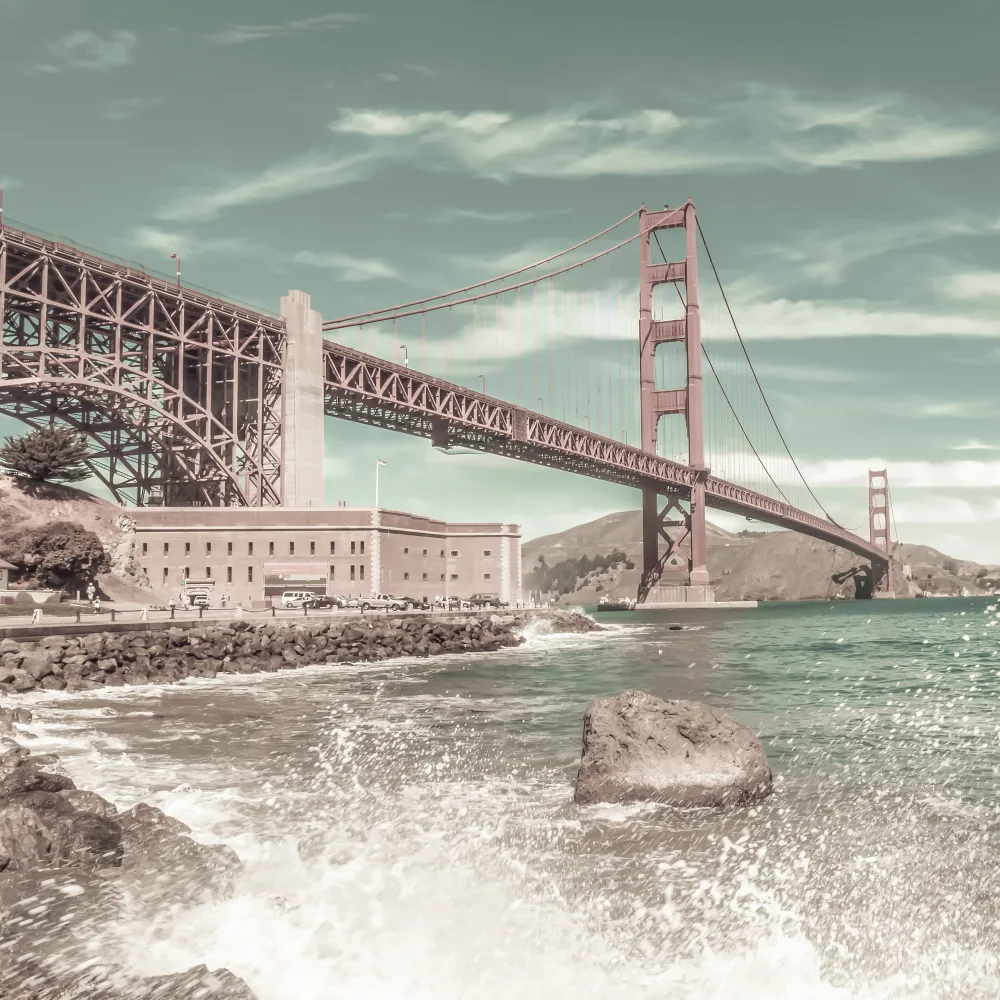 Viola, Melanie: GOLDEN GATE BRIDGE Impression pobřeží | městský vintage styl