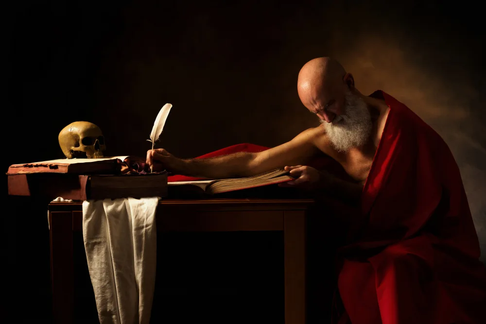 Simone, Aglioni: Svatý Jeroným Psaní-Caravaggio