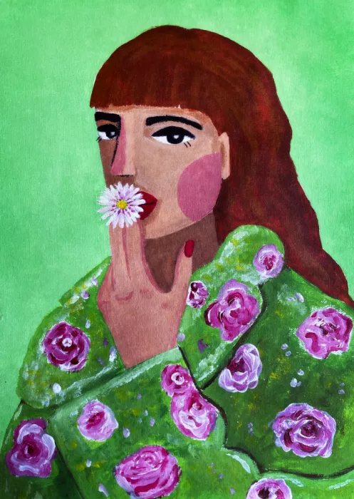 Oltmanns, Raissa: Mujer fumando una flor