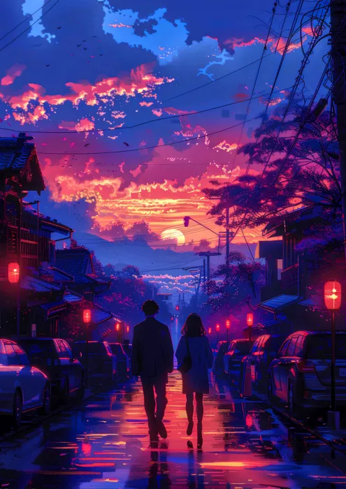 takkar, Ritvik: Couple au coucher de soleil