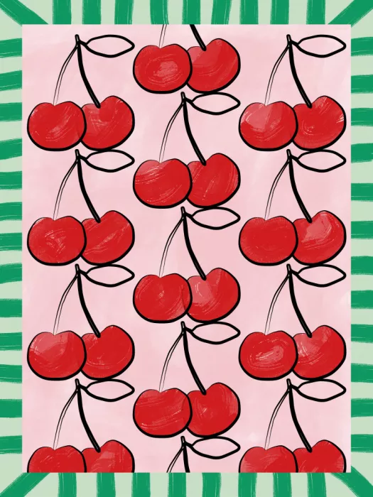Ristova, Elena: Cerises rouges sur un rose