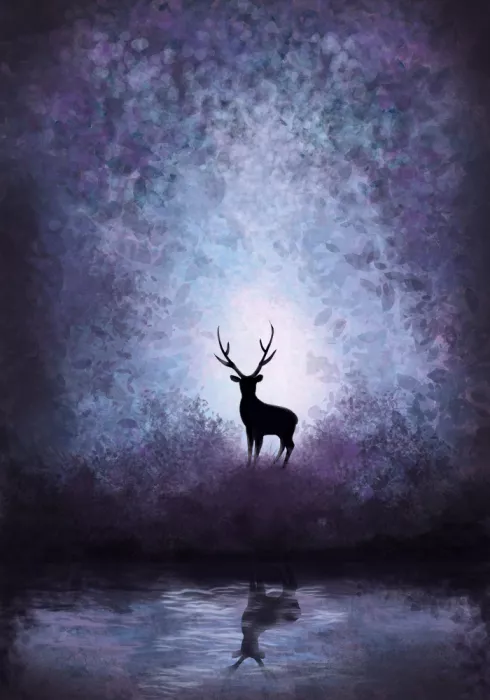 Lindblom, Monica: Cerf dans une forêt magique