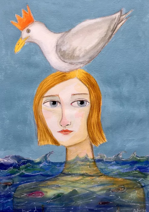 Bursic, Sharyn: Femme baigneuse avec mouette