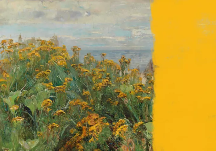 Concept, Art The: Collage de paysage moderne jaune