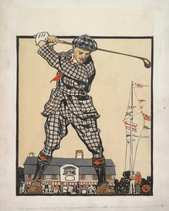 Penfield, Edward: Hombre con palo de golf (1915)