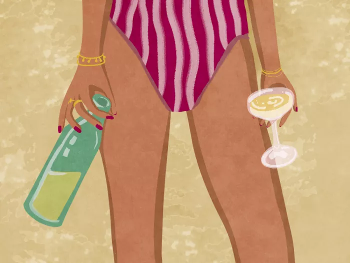 Oltmanns, Raissa: Chica con vino en la playa