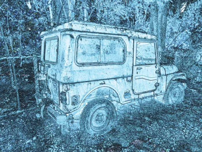 ch, Santhosh: Gefrorener Vintage-Jeep