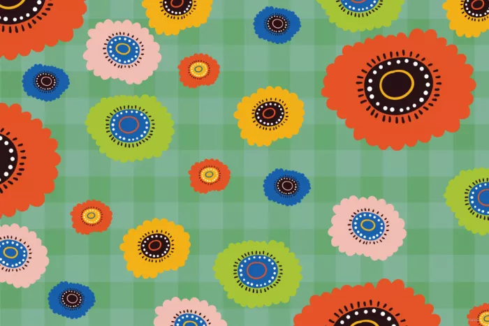 Skellern, Sue: Country Flowers_Green Checks
