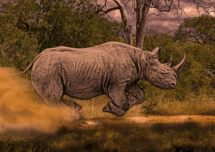 Kaminski, Carlo: Rhinocéros noir en charge