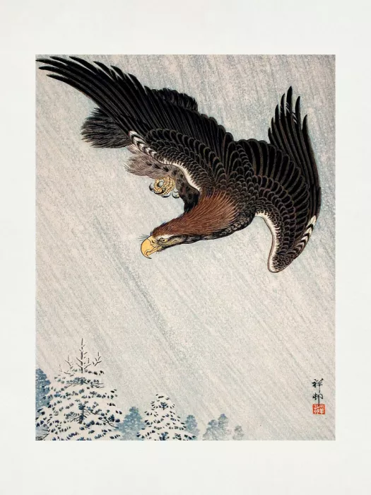 Koson, Ohara: Eagle Flying In Snow (1933)