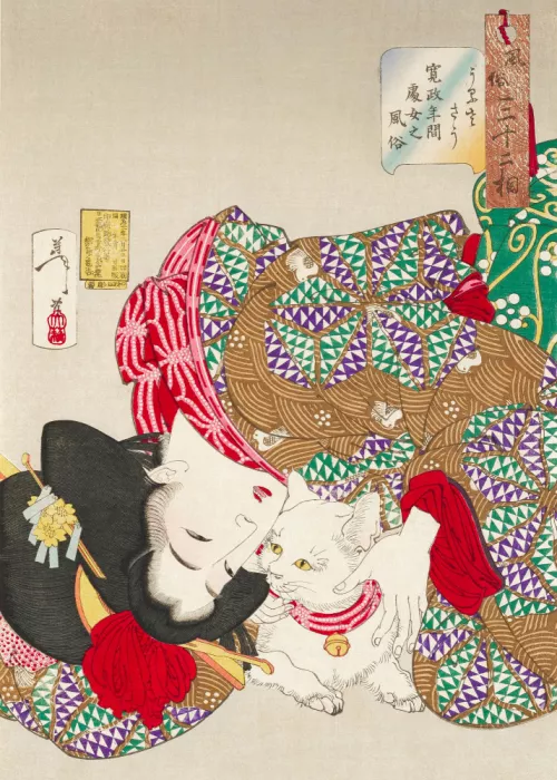Yoshitoshi, Tsukioka: Frau mit Haustier, Kansei-Ära (1888) von Tsukioka Yoshitoshi
