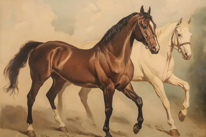 Prints, Art Melloi: Dva koně v gallópu