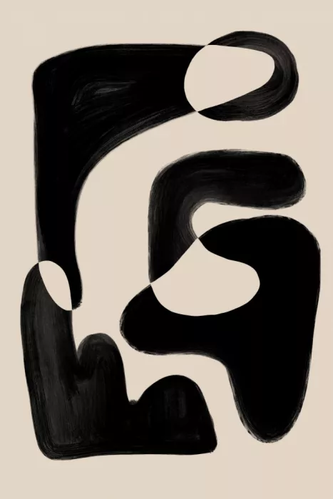 Prints, Art Melloi: Abstraktní béžová černá