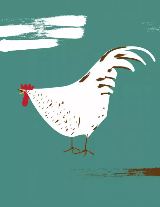 Nicholas: Gallo blanco estilizado