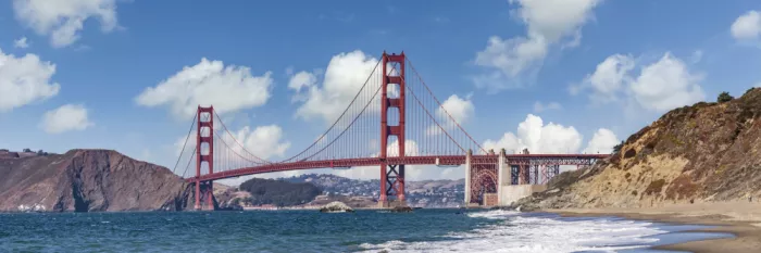 Viola, Melanie: GOLDEN GATE BRIDGE Baker Beach Panoramablick