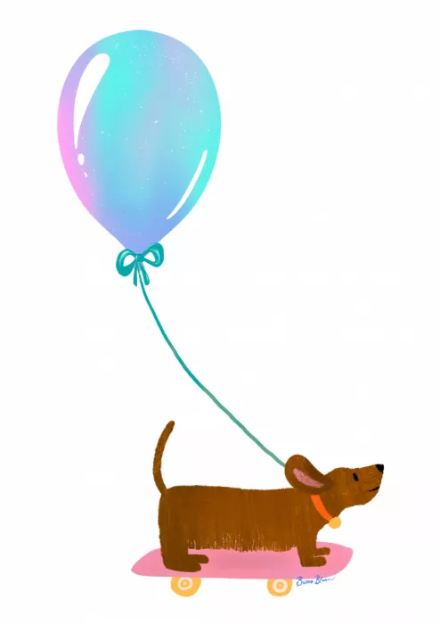 Bloom, Baroo: Never Stop Playing - Dachshund with Baloon
