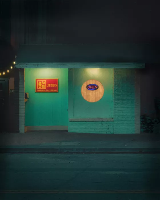 Windeknecht, Tom: Japonská restaurace sushi v noci