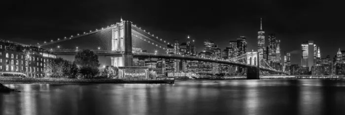 Viola, Melanie: Brooklyn Bridge proti noční siluetě New Yorku
