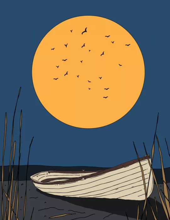 Nicholas: Bateau de pêche au clair de lune