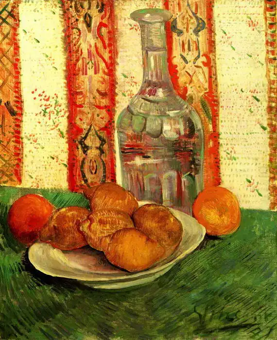 Gogh, Vincent van: Zátiší s lahví na víno a citrusy