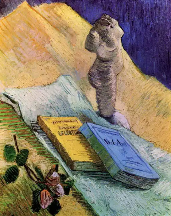 Gogh, Vincent van: Zátiší se soškou a dvěmi knihami
