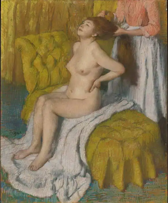 Degas, Edgar: Česání vlasů po koupeli