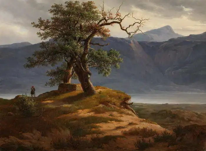 Fearnley, Thomas: Landscape with wanderer