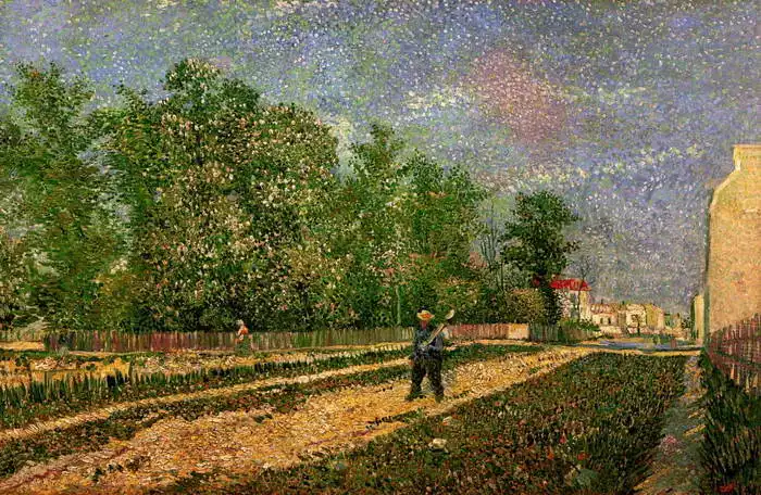 Gogh, Vincent van: Předměstí Paříže - cesta se sedlákem