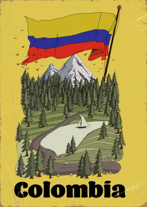 Nicholas: Affiche de voyage vintage Colombie