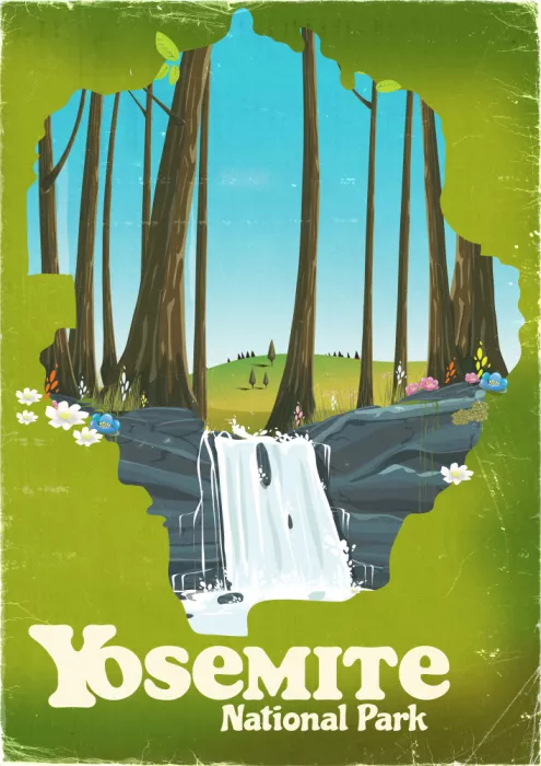 Nicholas: Affiche de voyage vintage Yosemite National Park