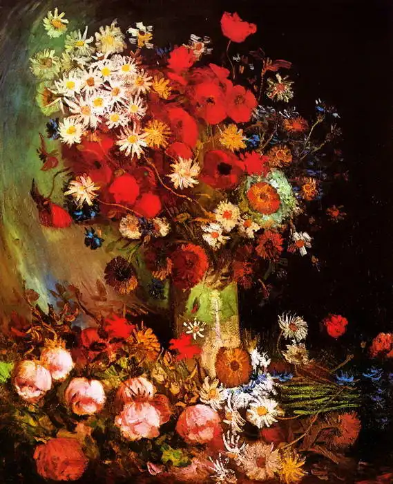 Gogh, Vincent van: Vlčí máky, chrpy, pivoňky a chryzantémy