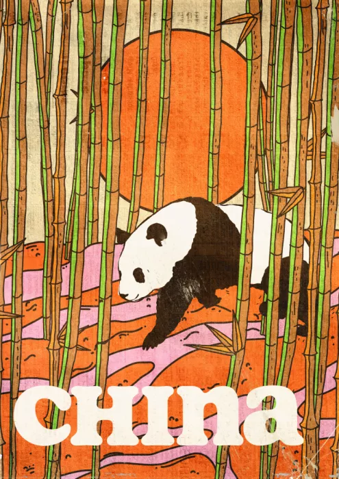 Nicholas: China Panda Cartel de viaje vintage