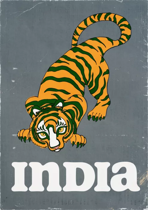 Nicholas: India Tiger Vintage Travel Poster
