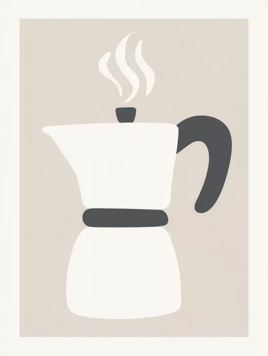 Imaginative: Cafetière Minimaliste – Art Mural Contemporain pour Cuisine