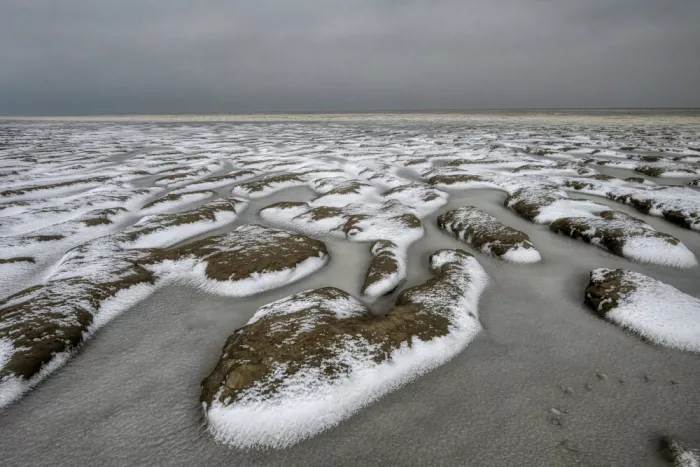 Haaksma, Piet: Neige sur la côte de la mer des Wadden