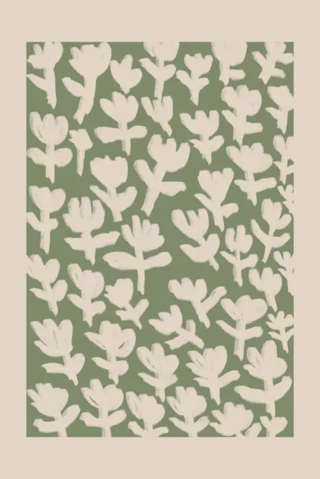 Prints, Art Melloi: Vzor tulipánu v barvě šalvěje
