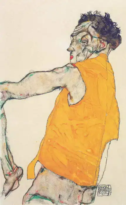Schiele, Egon: Autoportrét ve žluté vestě